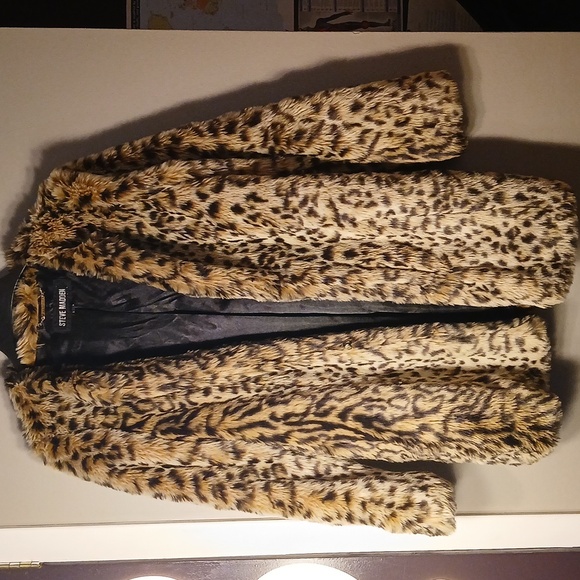 Steve Madden Medium Lepoard faux fur Warm Jacket Coat Medium - Picture 5 of 6